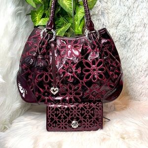2 pc BRIGHTON PURSE & WALLET VALENCIA MAROON
